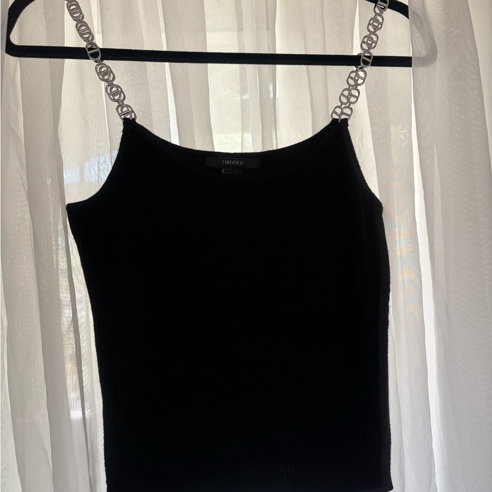 Forever 21 Black Camisole with Chain Straps